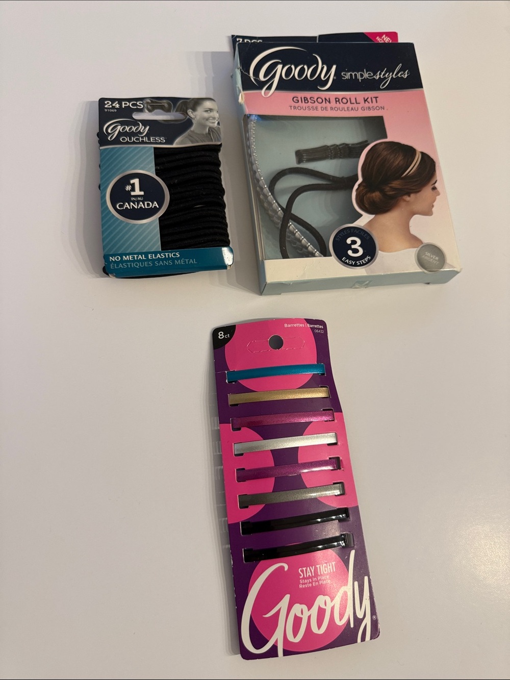 Goody Black Hair Elastics & Pink Metal Bobby Pins Set